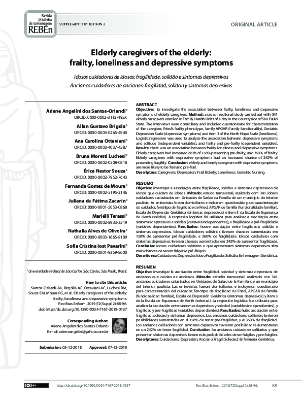 (PDF) Elderly caregivers of the elderly: frailty, loneliness and ...
