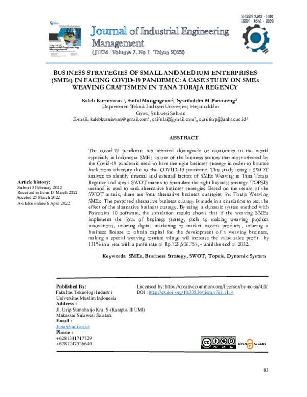 (PDF) BUSINESS STRATEGIES OF SMALL, AND MEDIUM ENTERPRISES (SMEs ...