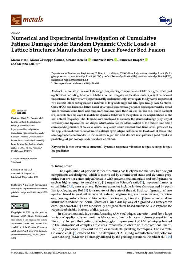 (PDF) Numerical and Experimental Investigation of Cumulative Fatigue ...