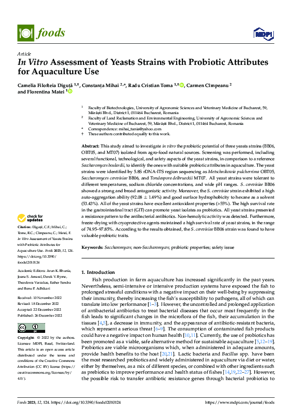 (PDF) In Vitro Assessment of Yeasts Strains with Probiotic Attributes ...