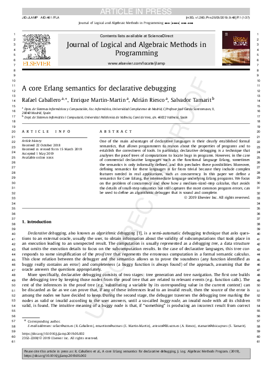 (PDF) A core Erlang semantics for declarative debugging