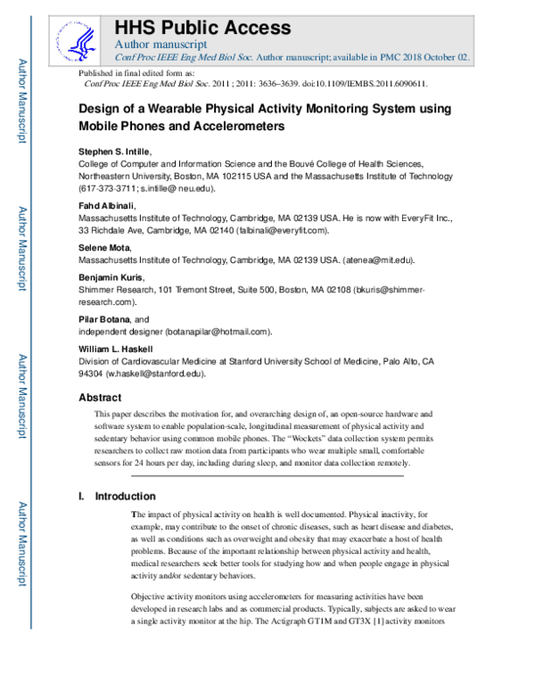 (PDF) Design of a wearable physical activity monitoring system using ...