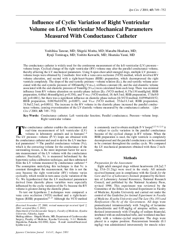 (PDF) Influence of Cyclic Variation of Right Ventricular Volume on Left ...