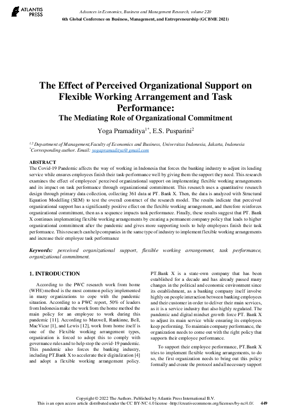 (PDF) The Effect of Perceived Organizational Support on Flexible ...