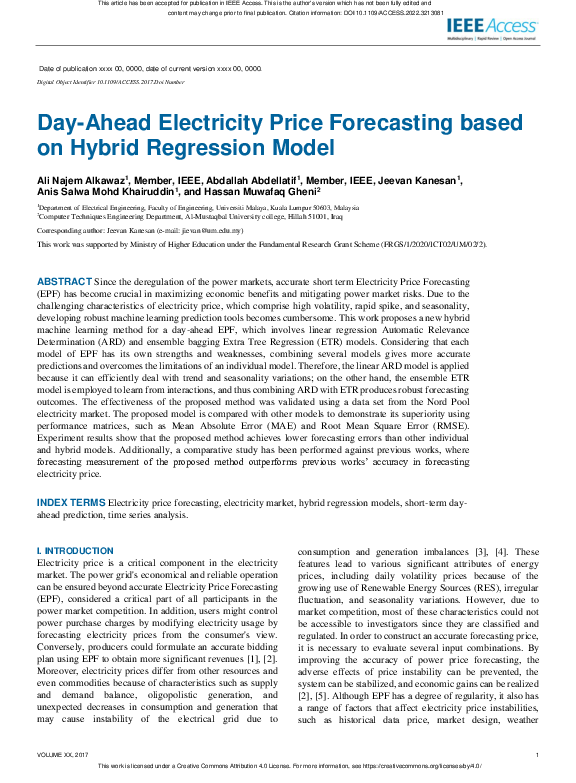 (PDF) Day-Ahead Electricity Price Forecasting Based on Hybrid ...