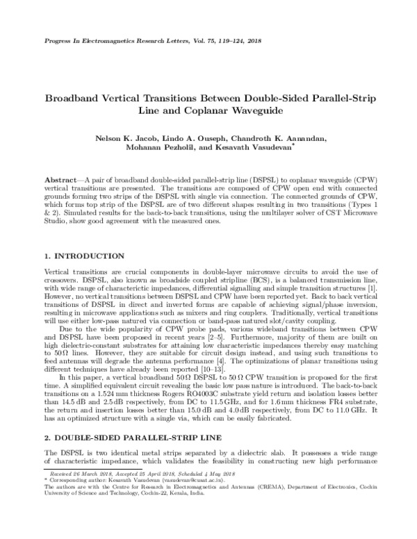 (PDF) Broadband Vertical Transitions Between Double-Sided Parallel ...