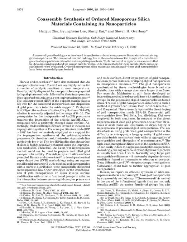 (PDF) Coassembly Synthesis of Ordered Mesoporous Silica Materials ...