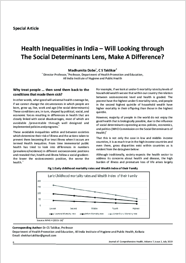 (PDF) Health Inequalities in India â€“ Will Looking through The Social ...