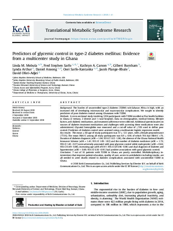 (PDF) Predictors of glycemic control in type-2 diabetes mellitus ...