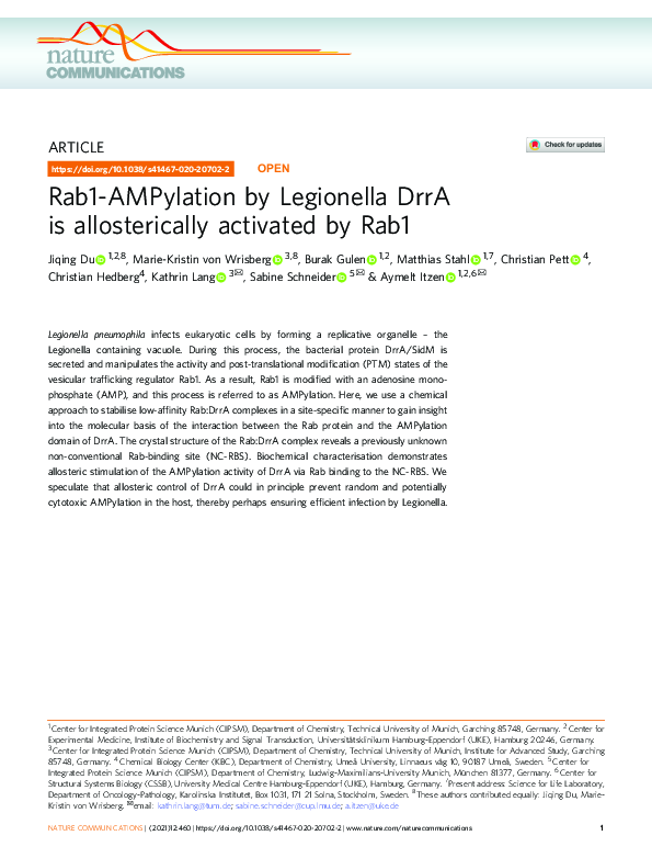 (PDF) Rab1-AMPylation by Legionella DrrA is allosterically activated by ...