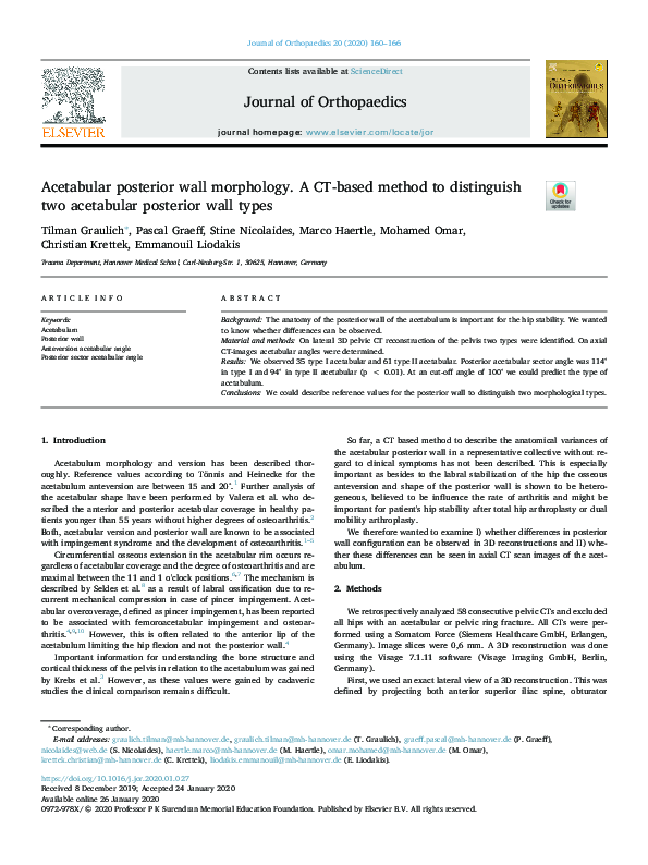 (PDF) Acetabular posterior wall morphology. A CT-based method to ...