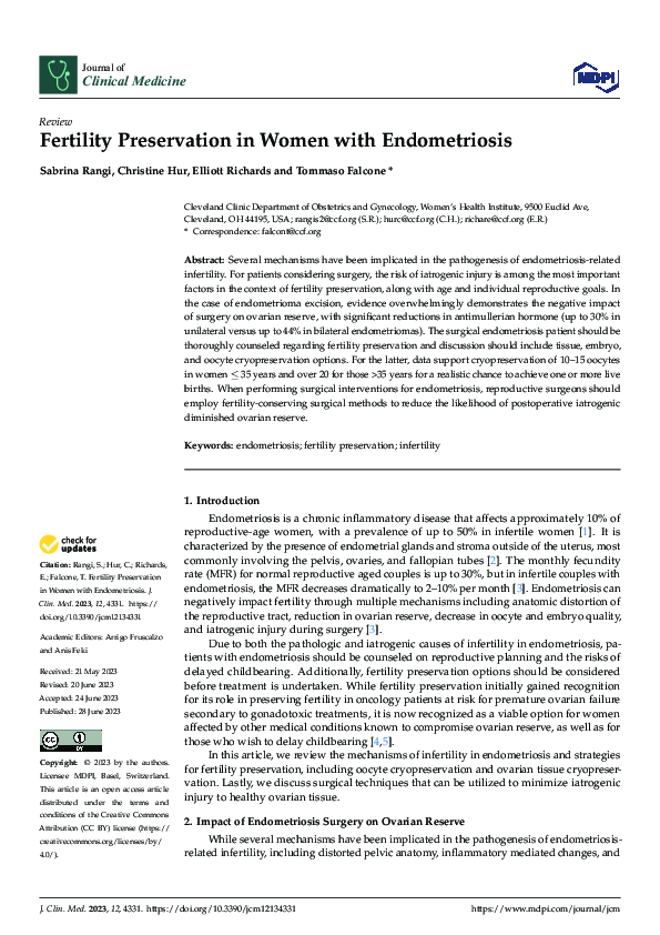 (PDF) Fertility Preservation in Women with Endometriosis
