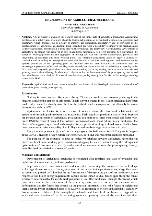 (PDF) Development of Agricultural Mechanics