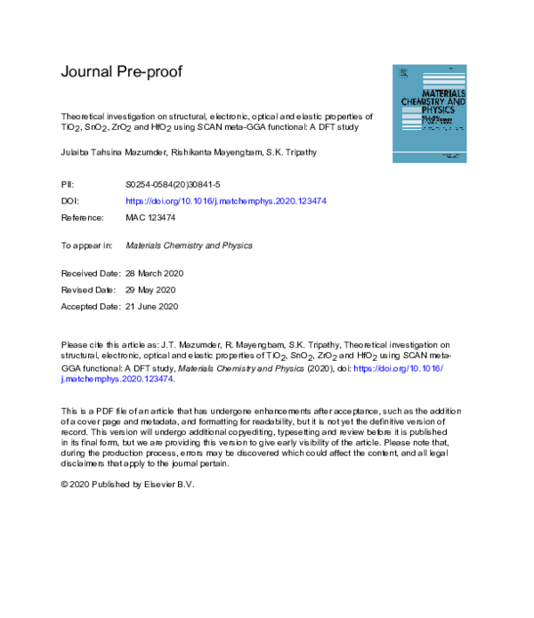 (PDF) Theoretical investigation on structural, electronic, optical and ...