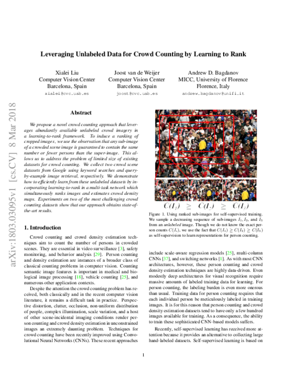 (PDF) Leveraging Unlabeled Data for Crowd Counting by Learning to Rank
