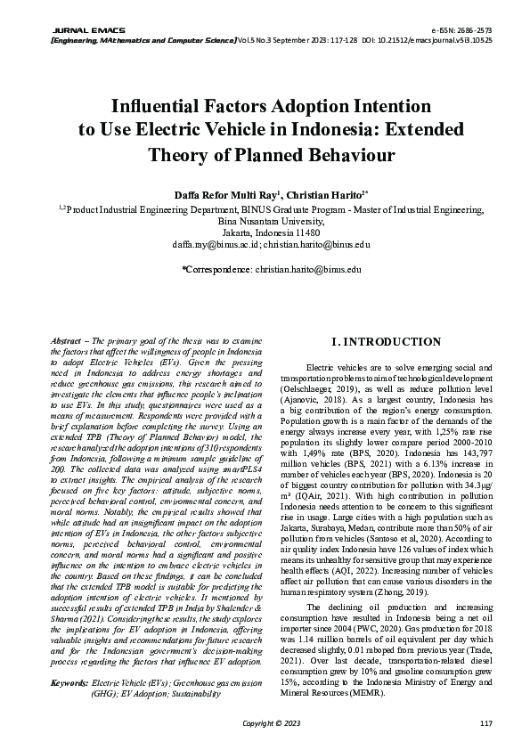 (PDF) Influential Factors Affecting the Adoption Intention of Electric ...