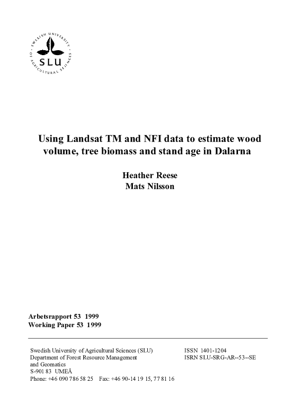 (PDF) Using Landsat TM and NFI data to estimate wood volume, tree ...