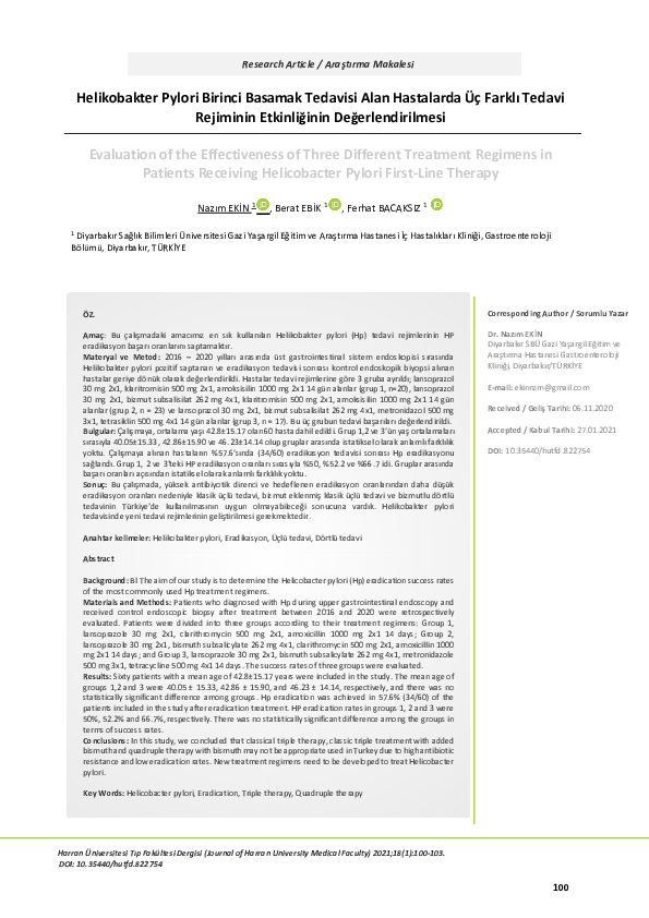 (PDF) Evaluation of the Effectiveness of Three Different Treatment ...