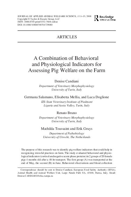 (PDF) A Combination of Behavioral and Physiological Indicators for ...