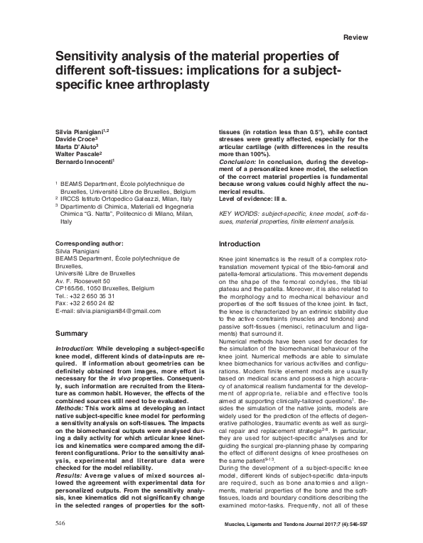 (PDF) Sensitivity analysis of the material properties of different soft ...