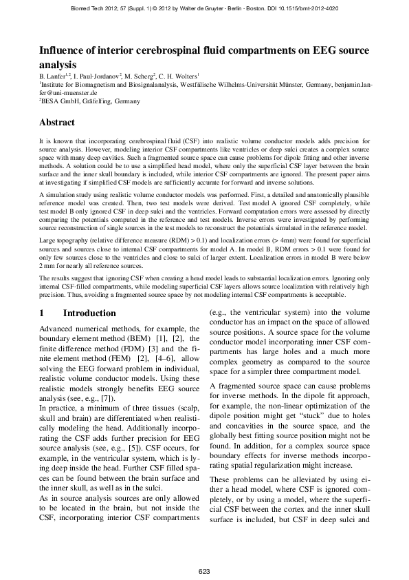 (PDF) Influence of interior cerebrospinal fluid compartments on EEG ...