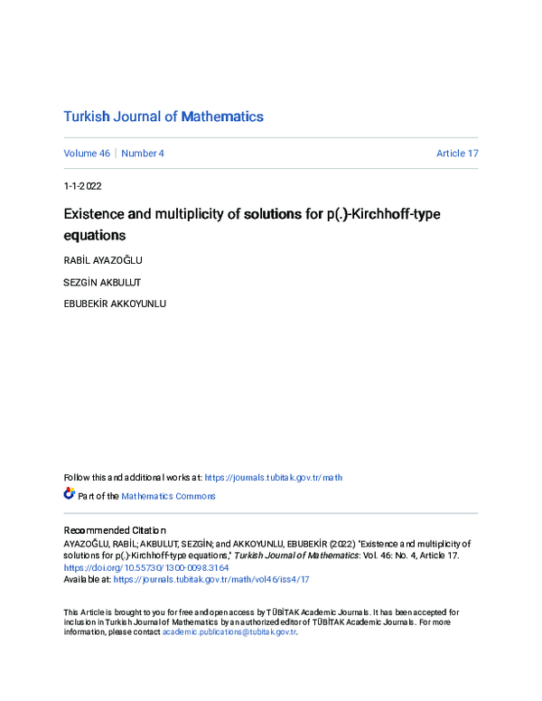 (PDF) Existence and multiplicity of solutions for p(.)-Kirchhoff-type ...