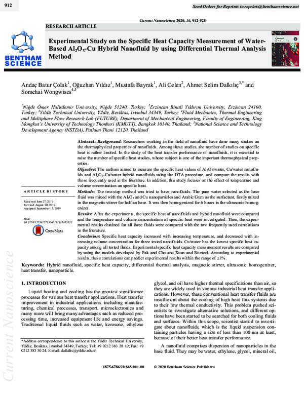 (PDF) Experimental Study on the Specific Heat Capacity Measurement of ...