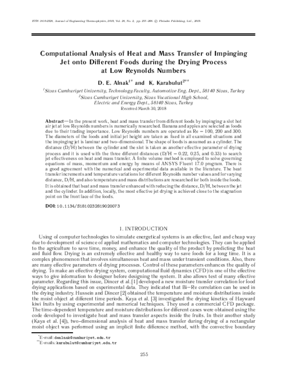 (PDF) Computational Analysis of Heat and Mass Transfer of Impinging Jet ...