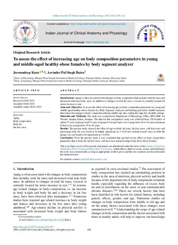 (PDF) To assess the effect of increasing age on body composition ...