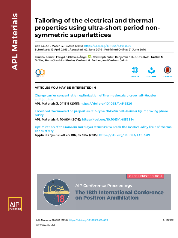 (PDF) Tailoring of the electrical and thermal properties using ultra ...