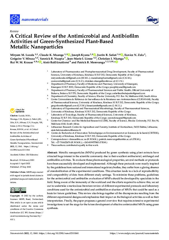 (PDF) A Critical Review of the Antimicrobial and Antibiofilm Activities ...