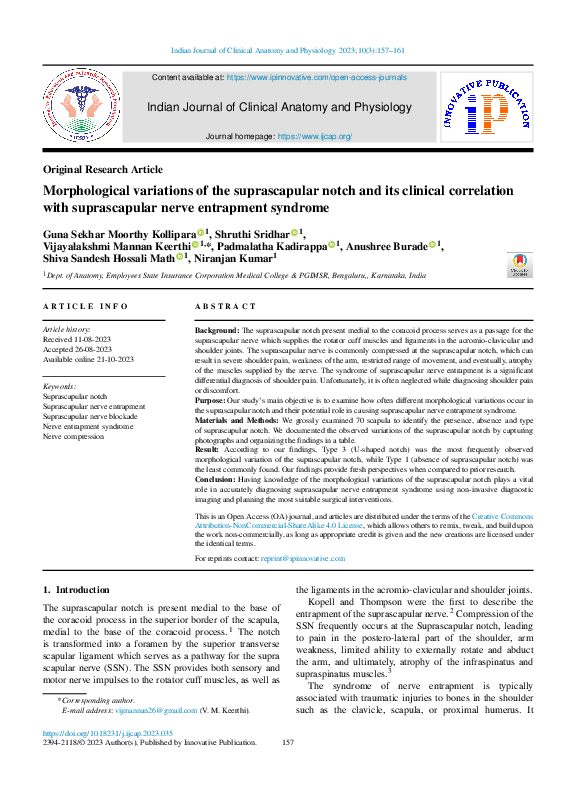 (PDF) Morphological variations of the suprascapular notch and its ...