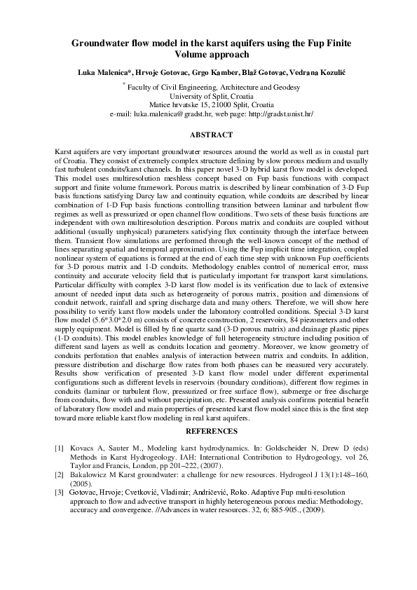 (PDF) Groundwater flow model in the karst aquifers using the Fup Finite ...