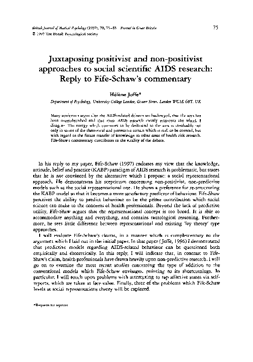 (PDF) Juxtaposing positivist and non-positivist approaches to social ...