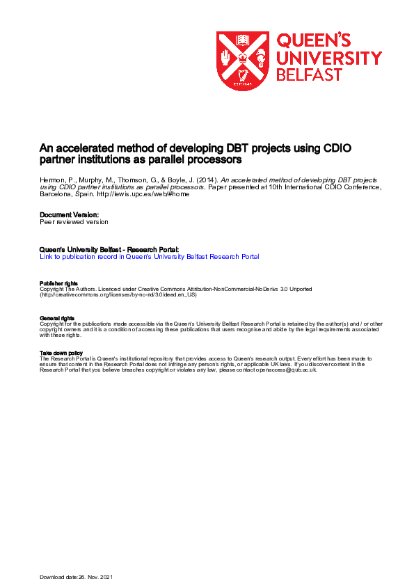 (PDF) An accelerated method of developing DBT projects using CDIO ...