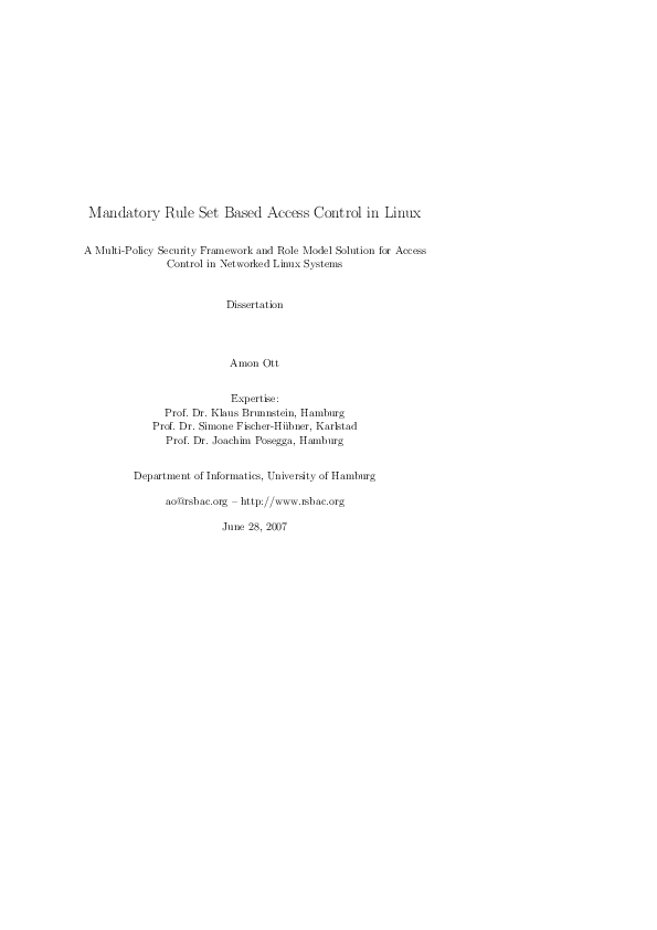 (PDF) Mandatory Rule Set Based Access Control in Linux - A Multi-Policy ...