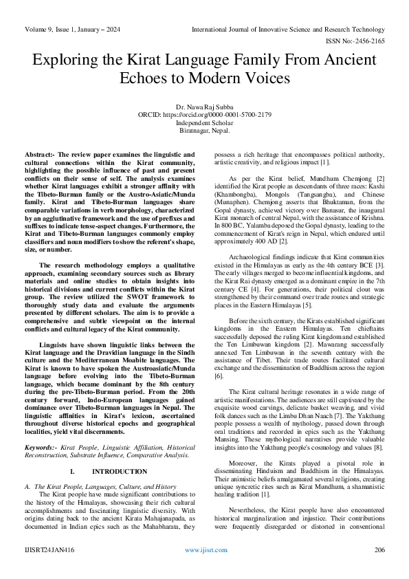 (PDF) Exploring the Kirat Language Family From Ancient Echoes to Modern ...