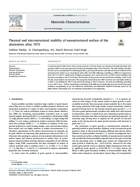 (PDF) Thermal and microstructural stability of nanostructured surface ...