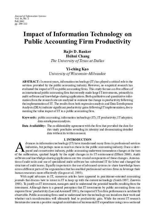 (PDF) Impact of Information Technology on Public Accounting Firm ...