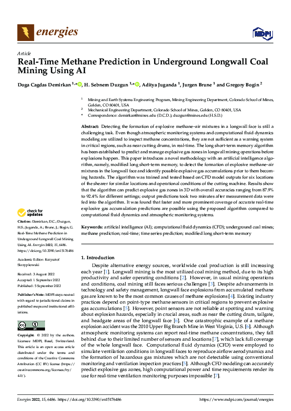 (PDF) Real-Time Methane Prediction in Underground Longwall Coal Mining ...