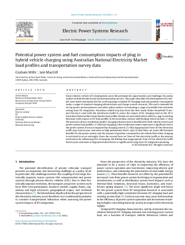 (PDF) Potential power system and fuel consumption impacts of plug in ...