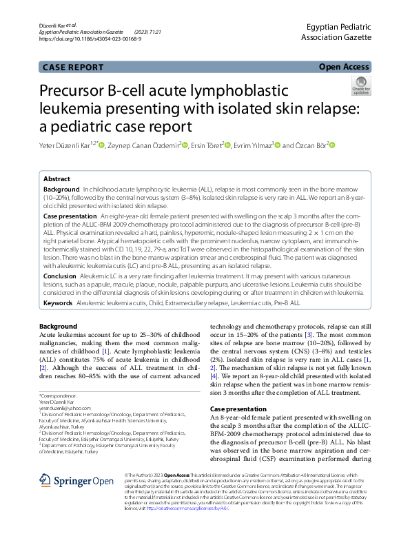 (PDF) Precursor B-cell acute lymphoblastic leukemia presenting with ...
