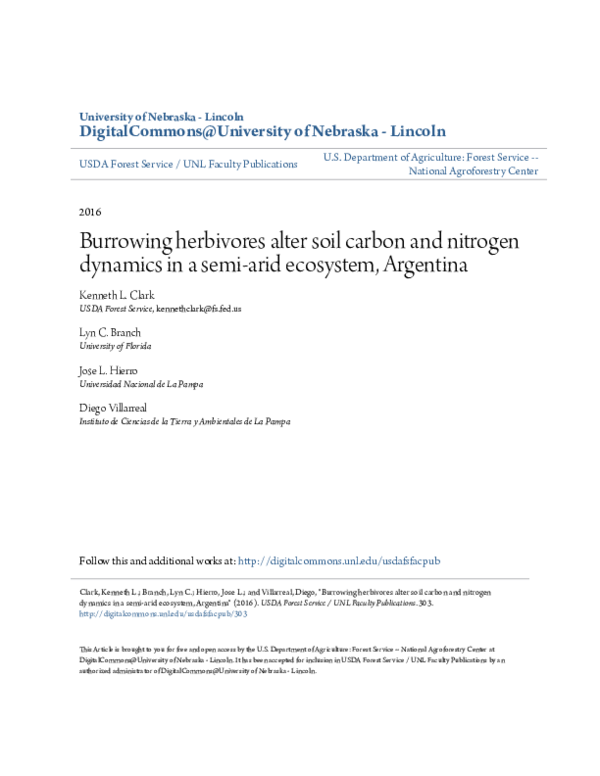 (PDF) Burrowing herbivores alter soil carbon and nitrogen dynamics in a ...