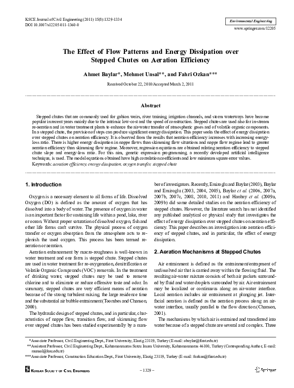 (PDF) The effect of flow patterns and energy dissipation over stepped ...