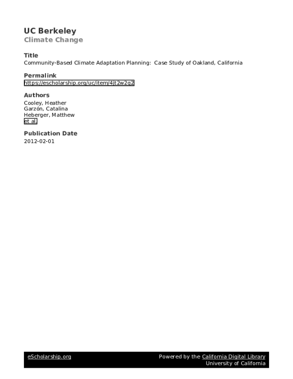 (PDF) Community-Based Climate Adaptation Planning: Case Study of ...
