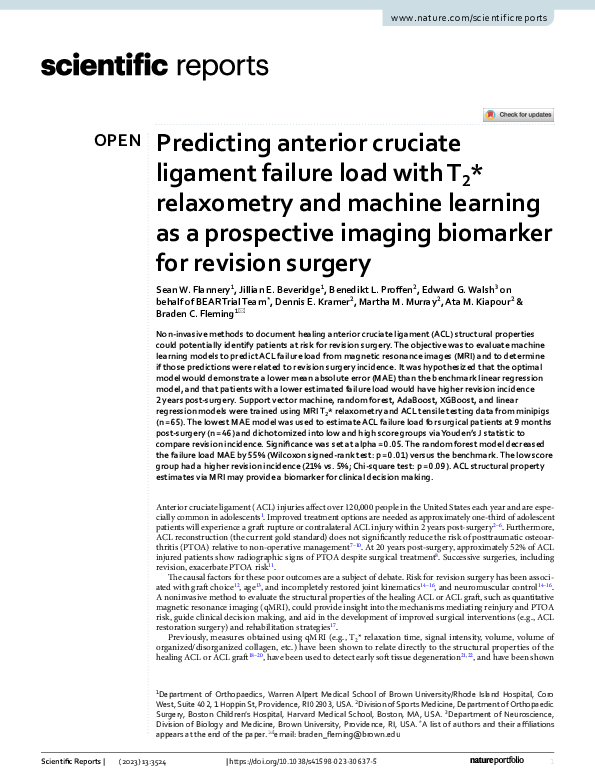 (PDF) Predicting anterior cruciate ligament failure load with T2 ...