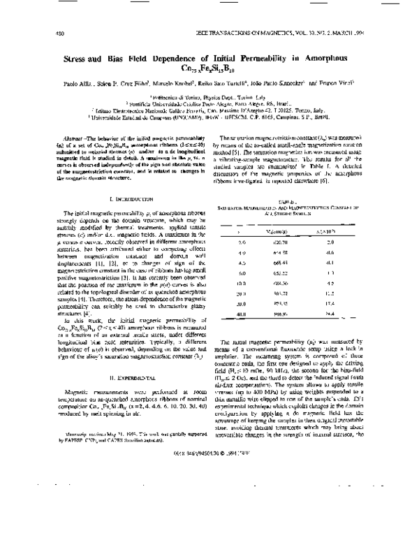 (PDF) Stress and bias field dependence of initial permeability in ...