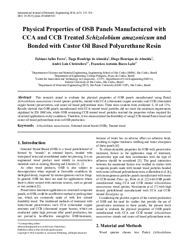 (PDF) Physical Properties of OSB Panels Manufactured with CCA and CCB ...