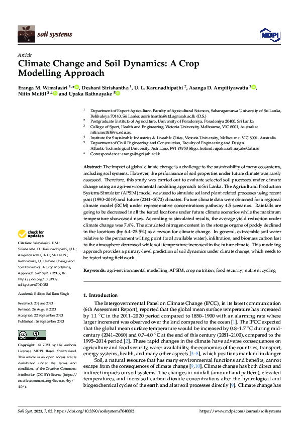 (PDF) Climate Change and Soil Dynamics: A Crop Modelling Approach