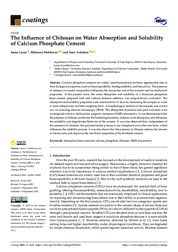 (PDF) The Influence of Chitosan on Water Absorption and Solubility of ...